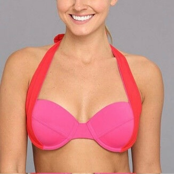 NWT Lole Turquesa Colorblock Underwire Bikini Top Guava Pink/Red Women’s Large - Picture 1 of 8